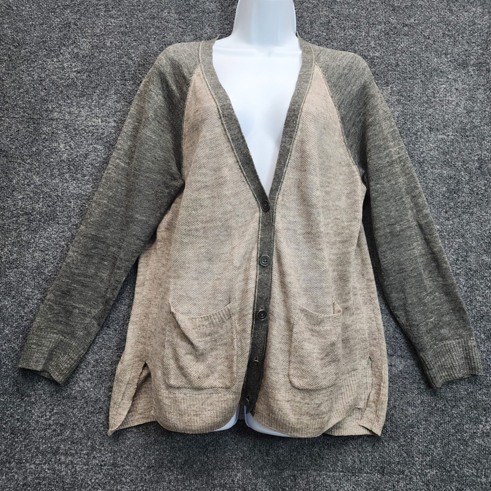 Madewell Womens 100% Linen Colorblock Raglan Lightweight Knit Cardigan Large